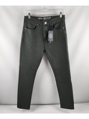 Vintage Genes Black Jeans Mens 32x30 Green Slim Fit Denim NWT